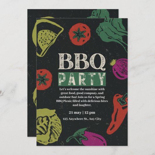 Editable Backyard BBQ Game Night Invitation (Devant / Derrière)