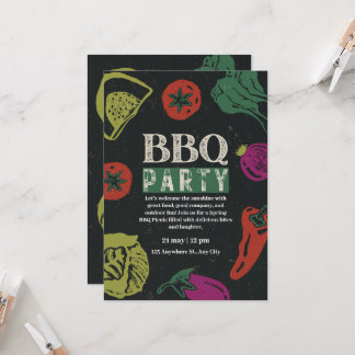 Editable Backyard BBQ Game Night Invitation Kaart
