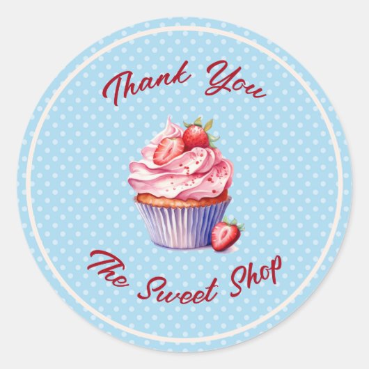 Editable Bakery Thank You Stickers | Cupcake Logo (Devant)