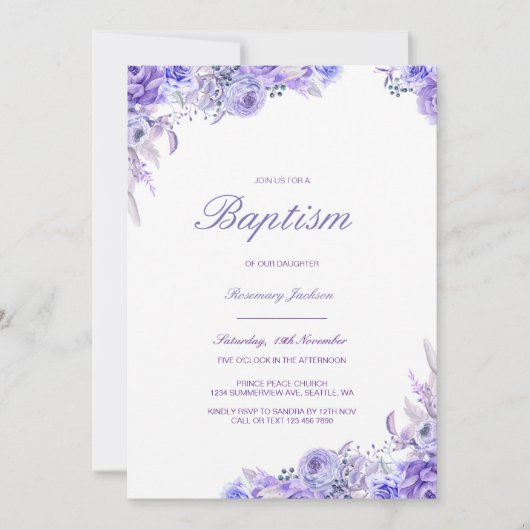 Editable Baptism Invitation, Custom Baptism Invita Kaart (Voorkant)