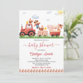 Editable Barnyard Farm Animals Baby shower Kaart (Staand voorkant)