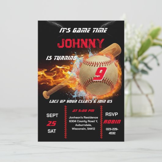 Editable Baseball Birthday Invitation (Debout devant)