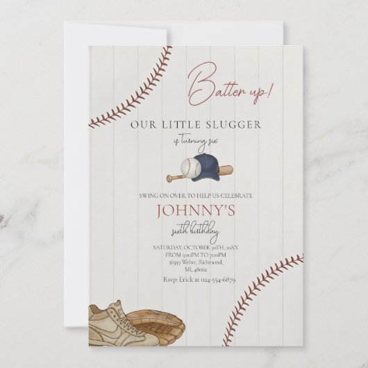 Editable Baseball Birthday Invitation (Devant)