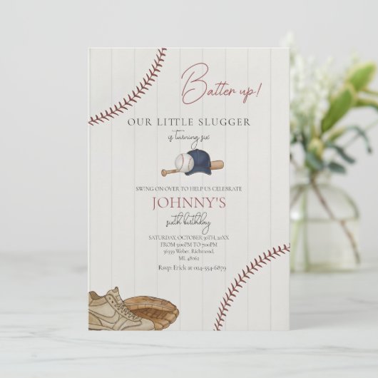 Editable Baseball Birthday Invitation (Debout devant)