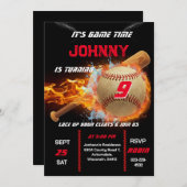 Editable Baseball Birthday Invitation Kaart (Voorkant / Achterkant)