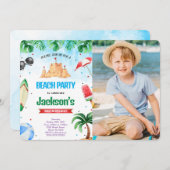 Editable Beach Birthday Photo Invitations (Devant / Derrière)
