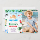 Editable Beach Birthday Photo Invitations (Devant)