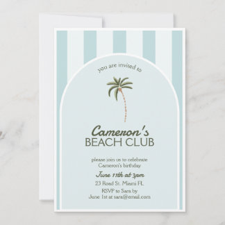 Editable Beach Club Cabana Invitation Anniversaire