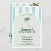 Editable Beach Club Cabana Invitation Anniversaire (Devant / Derrière)