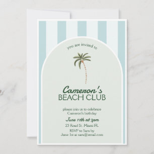 Editable Beach Club Cabana Invitation Anniversaire