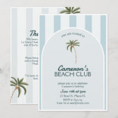 Editable Beach Club Cabana Invitation Anniversaire (Devant / Derrière)