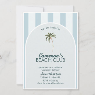 Editable Beach Club Cabana Invitation Anniversaire