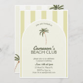 Editable Beach Club Cabana Invitation Anniversaire (Devant / Derrière)