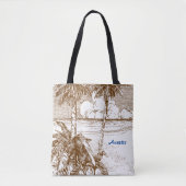 Editable  Beach Etching in Brown Canvas tas (Voorkant)