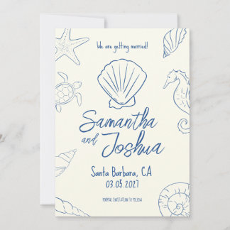 Editable Beach Wedding Save the Date Card Kaart