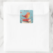 Editable Bird on Books Bookplate Sticker (Sac)