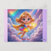 Editable Birthday Invitation – Superheroine Theme Briefkaart (Achterkant)