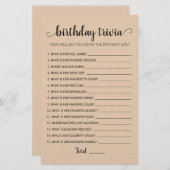Editable Birthday trivia Birthday party game (Voorkant / Achterkant)