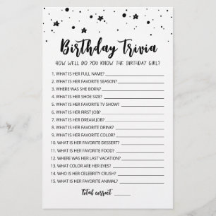 Editable Birthday trivia Birthday party game