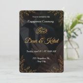 Editable Black Gold Engagement Invitation Template (Debout devant)