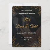 Editable Black Gold Engagement Invitation Template (Devant)