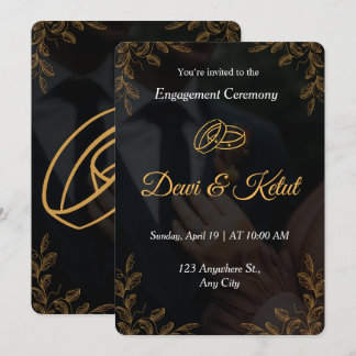Editable Black Gold Engagement Invitation Template Kaart
