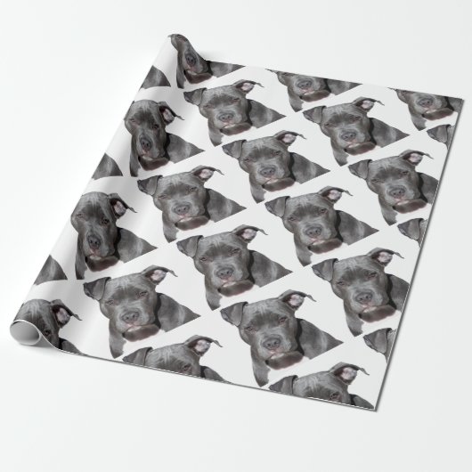Editable Black Pitbull Cadeaupapier (Uitgerold)