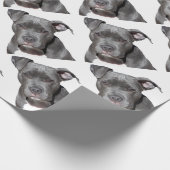 Editable Black Pitbull Cadeaupapier (Hoek)