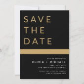 Editable Black Save the Date Elegant Gold (Voorkant)