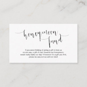 Editable Black Script, Wedding Honeymoon Fund Informatiekaartje
