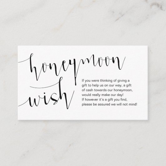 Editable Black Script, Wedding Honeymoon Wish Informatiekaartje (Voorkant)