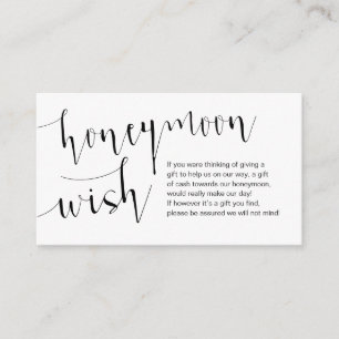 Editable Black Script, Wedding Honeymoon Wish Informatiekaartje