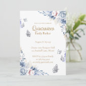 Editable Blue and Gold Quinceañera Invitation (Debout devant)