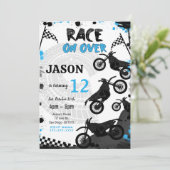 Editable Blue Bike Invitation Anniversaire (Debout devant)