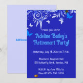 Editable Blue Butterflies and Swirls Kaart (Voorkant / Achterkant)