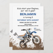 Editable Blue Dirt Bike Anniversaire Invitation (Devant / Derrière)