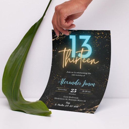 Editable Blue Treize Anniversaire Fête Invitation