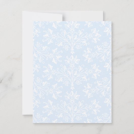 Editable Blue White Damask Floral Lined Notitiekaartje (Achterkant)