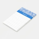 Editable Blue White  Damask Floral Lined Post-it® Notes (Schuin)