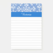 Editable Blue White  Damask Floral Lined Post-it® Notes (Voorkant)