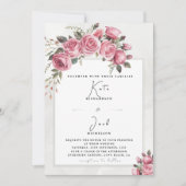 Editable Blush Rose Floral Frame Wedding Kaart (Voorkant)