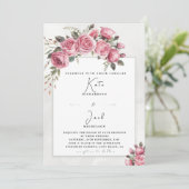 Editable Blush Rose Floral Frame Wedding Kaart (Staand voorkant)