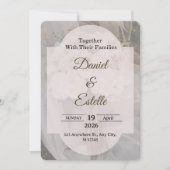Editable Boho Neutral Wedding Invitation Template (Devant)