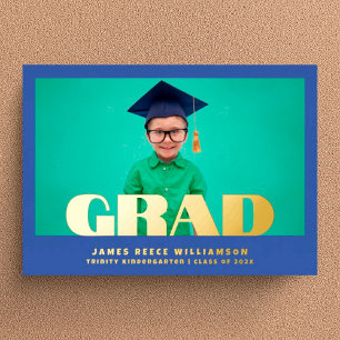 Editable Bold GOLD Photo Kindergarten Afstuderen Folie Uitnodiging