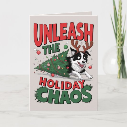EDITABLE Border Collie Funny Dog Christmas Kaart (Voorkant)
