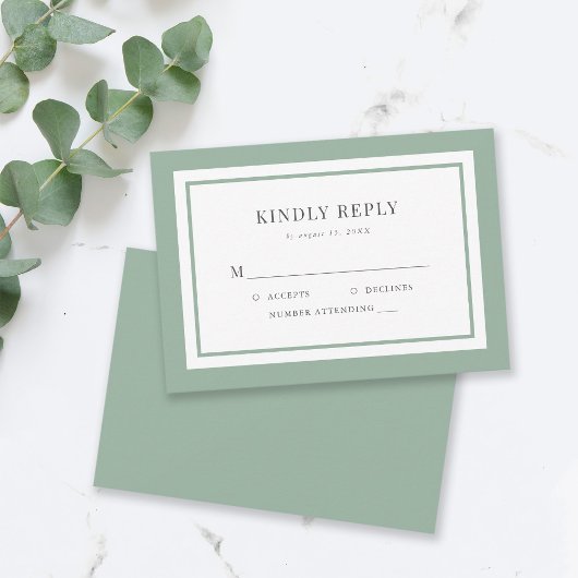 Editable Border Color Wedding RSVP Kaartje