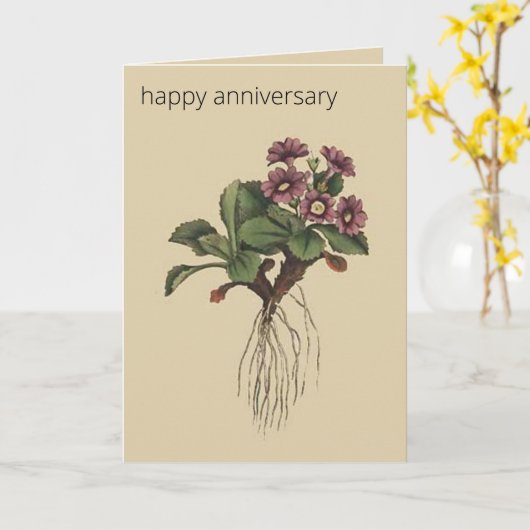 Editable Botanical Mountain Primula Greeting Kaart (Gele Bloem)