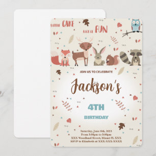 Editable Boy Woodland Anniversaire Invitation