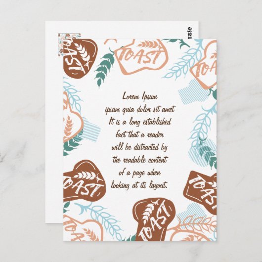 Editable brood toast quote briefkaart (Voorkant / Achterkant)