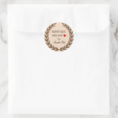 Editable Brown Leaf Wreated Handmade with Love by Ronde Sticker (Tas)